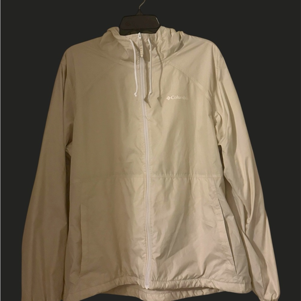 Columbia Cream Hooded Windbreaker XL